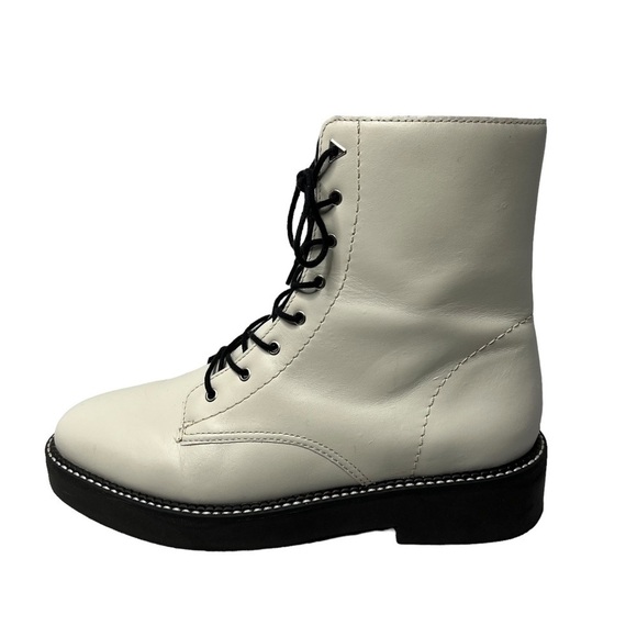 SCHUTZ McKenzie Lace Up Combat Boots Pearl White Women's Size 10B - Picture 3 of 16